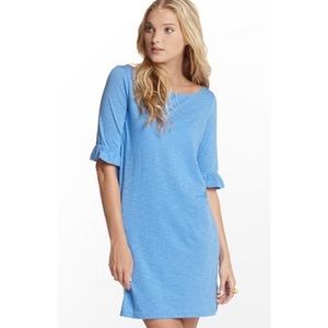 Lilly Pulitzer 100% Cotton Somerset T-Shirt Ruffle Dress Worth Blue | XS